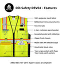 Built Tough Heavy Duty Reflective Safety Vest With 3M Tape And Reinforced Stitching Breathable Yellow Mesh Hella Visible For Construction Crews And Surveyors Zippered Front With Utility Pockets XL features pockets and mic tabs.