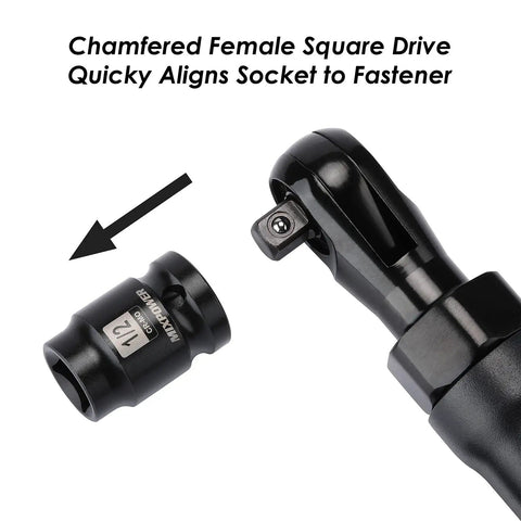 Chamfered female square drive of Beefy Eight Piece One Half Inch Drive Pipe Plug Socket Set SAE Chrome Molybdenum Steel CRMO.