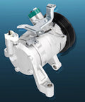 Straight Up Reliable Ac Compressor Assembly With Clutch To Keep Your Subaru Ride Ice Cold And Lowkey Dope During Peak Summer Heat On Impreza For Forester Wrx Crosstrek, silver metal part with clutch.