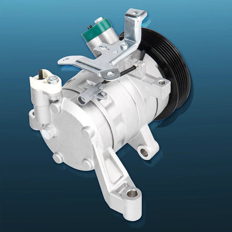 Straight Up Reliable Ac Compressor Assembly With Clutch To Keep Your Subaru Ride Ice Cold And Lowkey Dope During Peak Summer Heat On Impreza For Forester Wrx Crosstrek, silver metal part with clutch.