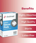 Sterile 2x2 Gauze Pads 100 Count Disposable And Individually Wrapped For Wound Care Go To First Aid Kits And Medical Facilities