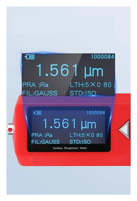 Heavy Duty Handheld Surface Roughness Tester And Profilometer displaying 1.561μm measurement, ideal for paint jobs.