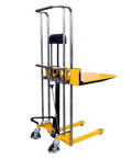 Pro Grade Heavy Duty Hydraulic Pallet Jack Stacker With Removable Cover Plate And Ridiculously Smooth Rolling Universal Wheels For Warehouse Hauls Built Tough To Handle The Grind side view showing fork arms and lifting mechanism