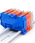 Ten Pack 2.5mm Twin Wire Terminal Block Kit For DIN Rail With Spring Clamp Wiring Blue 10 pieces