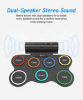 Roll Up 7 Pad Electronic Drum Set Midi Drum Kit With Headphone Jack Built In Speakers And Stomp Pedals Sticks Rechargeable 6 Hours