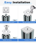 Installation steps for 4 Pcs Zinc Alloy 3030 T Slot Aluminum Profile End Caps Eu Standard 30 X 30 Millimeter Cover With M8 Screws.