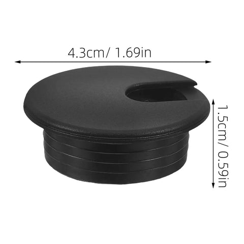 Rock This Black 60 Piece Cable Management Kit With Square Hole Covers To Keep Your Desk Wire Organized And Tangle Free For A Squeaky Clean Home Office Setup black plastic cable grommet, 4.3cm wide, 1.5cm high
