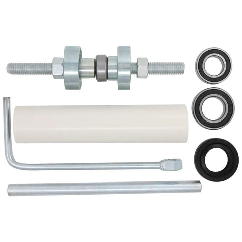 Premium Upgrade Heavy Duty Washer Tub Bearing Replacement Kit With Installation Tool And Seals For Maytag Top Load Machines parts laid out.