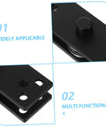 Heavy Duty 360 Degree Rotation Stainless Steel Pivot Hinge For Hidden Doors Concealed Door Hinge For Kitchen Cabinets And Bookcases With Invisible Design And Sturdy Construction By Zerodeko, close-up view of pivot and holes in black finish