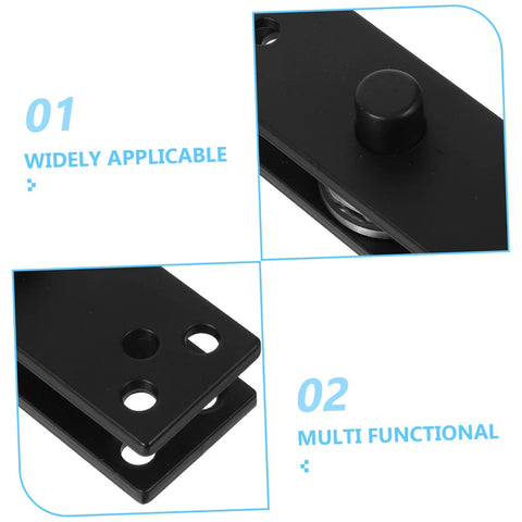 Heavy Duty 360 Degree Rotation Stainless Steel Pivot Hinge For Hidden Doors Concealed Door Hinge For Kitchen Cabinets And Bookcases With Invisible Design And Sturdy Construction By Zerodeko, close-up view of pivot and holes in black finish