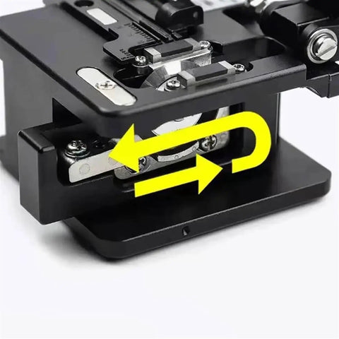 High Precision Optical Fiber Cleaver Cutters For Fusion Splicers showing cutting mechanism for precise fiber cuts.
