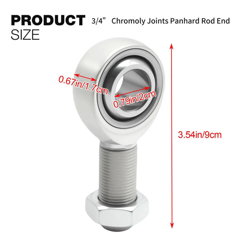 3/4 Inch Heim Joint Rod End Kit Set With Chromoly Joints Panhard Bar And Steering Shaft Support For Suspension Traction Bars Right And Left Hand Thread Durable Heat Treated Chrome Plated With PTFE Liner, 3/4 in size