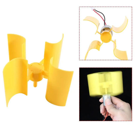 Compact Wind Turbine Kit For Education And STEM Projects, yellow plastic blades for Small Vertical Wind Generator 12V And 48V DIY Power Kit