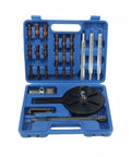 Pro Three Jaw Bearing Extractor Puller Kit Removes Inner Bearings Fast Using Strong Steel Build For Mech And Home Owners No Damage Saving Time On Rides And Cars Rock Hard Tools Every Time With High Power For Real Deals Without Hassle, blue case open with steel puller parts
