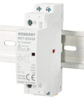 Side view of a 12V DC Coil Contactor 25 Amp 2 Pole Normally Open Noise Free Switch for RV, Solar and Smart Systems, 35mm DIN Rail Mount.