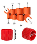 2 Pack Pipe Deburring and Chamfer Tool Kit with depth gauge, showing red chamfer bits and orange depth gauge sizes from 1/4 to 1 inch