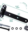 Riyhch 13-in carbon steel gate hinge, matte black, 180° opening, ball bearing, bolt-on or weld-on, 2-pack