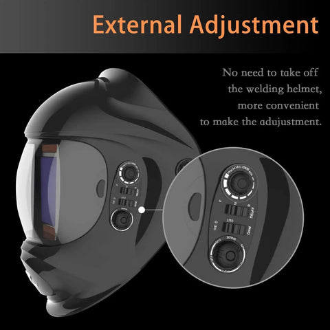 Auto Darkening Welding Helmet With External Adjustable Large Viewing Screen True Color 4C Lens 4 Arc Sensors Wide Shade Range For Welding And Grinding Easy On The Go Safety Mask And Hood