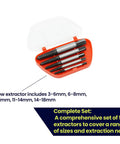 5 Piece Damaged Nut And Bolt Extractor Set with Hardened High Carbon Steel and Anti Corrosion Finish Includes Case Reverse Spiral