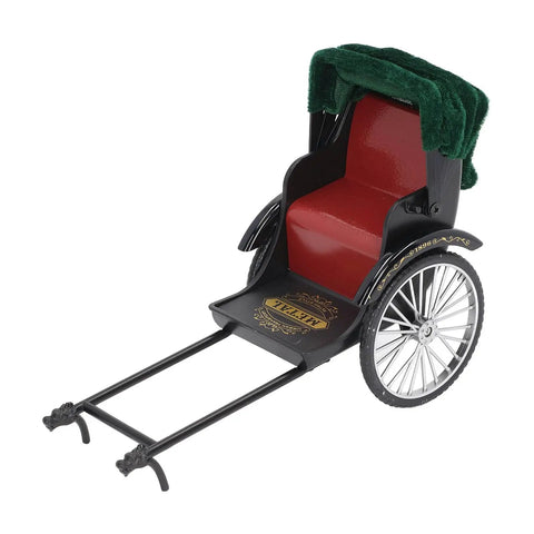 Vintage Red Zinc Alloy Rickshaw Model Toy With Sick Hand Painted Details And A Clean Finish That Hits Different On Any Desk Or Mantle Shelf Perfect Collectible Piece For Home Decor Or Thoughtful Gift Displays, showcasing detailed design.