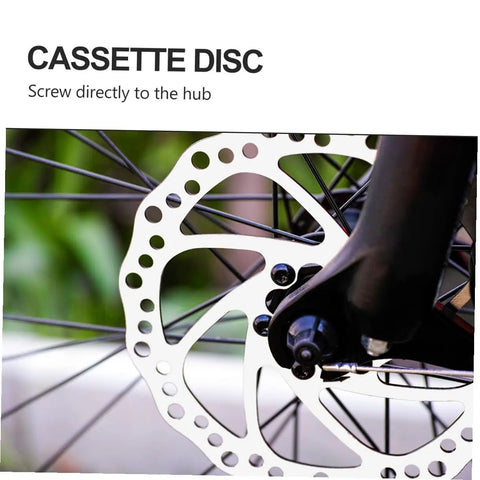 Top Shelf Front And Rear Disc Brake Rotor Kit For Mountain Bikes With Silver Aluminum Build 160mm Diameter Mechanical Setup Dual Knob Adjustment To Legit Crush Every Gnarly Trail close-up of aluminum brake disc attached to hub