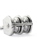 Beefy Heavy Duty Stainless Steel Double Pulley Block With Swivel Wheel For Lifting, 304 Grade, M32 Rope Fit, 9mm Rope Compatible, Waterproof And Rustproof, Great For Hoists, Ceiling Rigs, And DIY Lifts, 304 stainless double pulley block