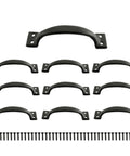 10 Pack 99mm Black Iron Door Handle Pulls With Screws For Doors And Drawers Vintage Surface Mount Hardware For Barn Doors Garage Doors