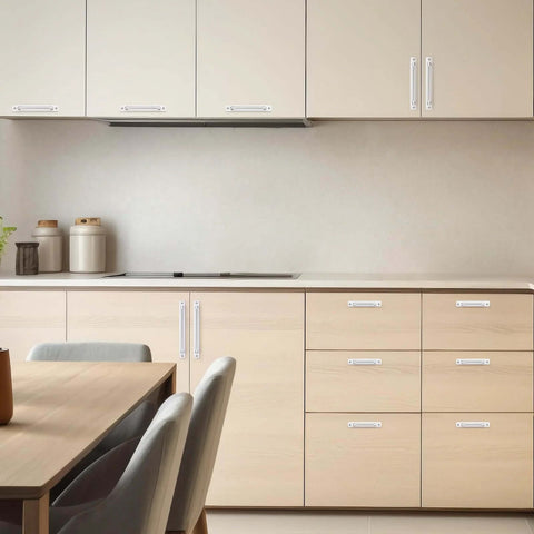 Kitchen cabinets with 8 Pack Barn Door Handles For Closets And Sliding Doors Seven And A Half Inch Center To Center Silver Zinc Alloy Cabinet Pulls