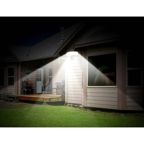 Motion Activated Security Light With Weatherproof Outdoor Led Sensor, White Finish, Auto On At Dusk, illuminating house exterior