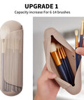 Silicone Makeup Brush Holder Travel Cosmetic Bag With Magnetic Closure Soft Portable Case in use showing brush capacity