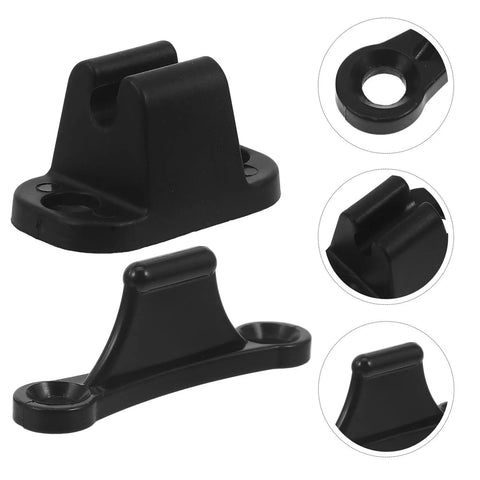 Tough Black Nylon RV Door Catch Retainer Hook Replacement For Your Motorhome Or Camper That Slams Shut With A Loud Thud And Keeps The Entry Secure While You Hit The Road, showing black nylon material and detail.