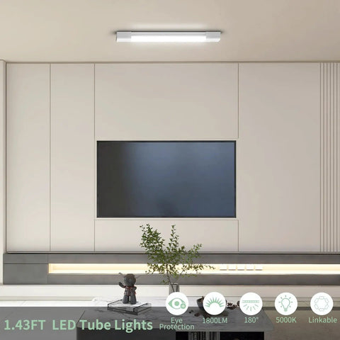 5000K LED Ceiling Light Fixture With Plug In installed in modern indoor room, providing bright and even illumination.