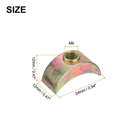 Half Moon Nuts Washers M6 Set Zinc Alloy External Thread Lock Washers Bronze Spacer, 24mm length size diagram