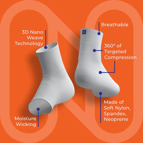 Toeless Compression Socks For Neuropathy Relief And Plantar Fasciitis, Unisex Medium White, material details and features