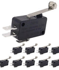 Micro Limit Switch V 156 1C25 SPDT Snap Action Momentary Roller Lever Arm 10 Pack for automation projects, front view