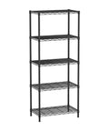 Beefy Five Tier Metal Wire Shelving Unit For Pantry And Garage Adjustable Shelves Up To 1000 Lbs Per Shelf With Stable Load Capacity 14 Inch Depth 24 Inch Width And 59.5 Inch Height black metal 5-shelf storage rack