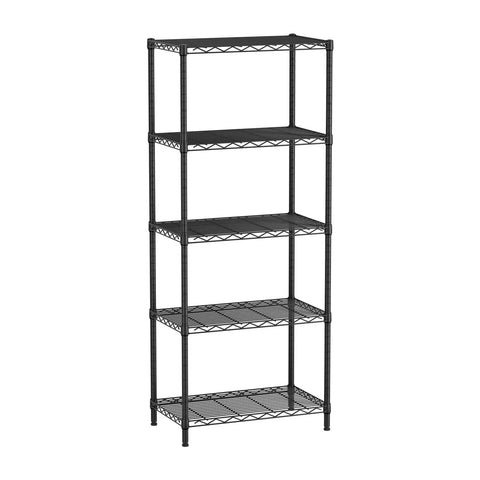 Beefy Five Tier Metal Wire Shelving Unit For Pantry And Garage Adjustable Shelves Up To 1000 Lbs Per Shelf With Stable Load Capacity 14 Inch Depth 24 Inch Width And 59.5 Inch Height black metal 5-shelf storage rack