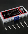 M2 Phillips Pan Head Screws Kit with Nuts, Lock Washers, 304 Stainless Steel in clear storage case on black background