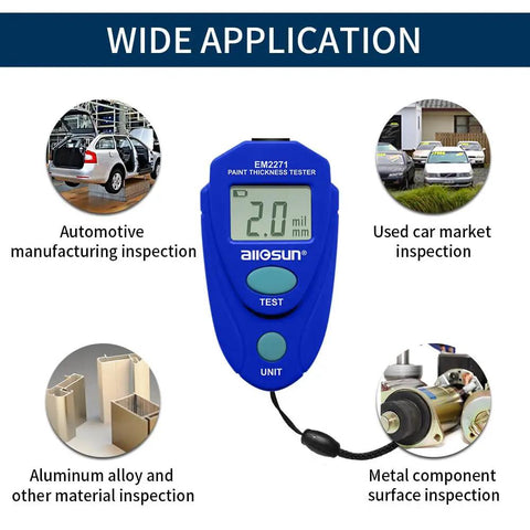 Handheld Portable Paint Coating Thickness Meter 0 To 2 Mm Non Destructive Tester For Iron Steel And Aluminum With Auto Shut Off For Quick Accurate Coating Readings On The Go Field Use And Easy Operation With Clear Consistent Readouts, blue meter