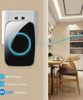 Wireless Doorbell Kit with Waterproof Receiver and Push Button Distinguish Front and Rear Doors 1000 Feet Range shown in a kitchen setting