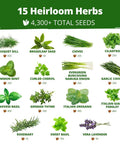15 All In One Herb Seed Pack For Indoor Outdoor And Hydroponic Gardens With Over 4,300 Seeds Non GMO Heirloom Culinary Herbs
