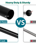 Comparison of 1 inch black rod with 0.75mm thickness vs thinner 5/8 inch rod, Ultra Long Curtain Rod 30 To 240 Inches Heavy Duty 1 Inch Black Drapery Rod Set With Modern End Caps Adjustable For Outdoor Patio And Indoor Rooms Beefy And Built To Last