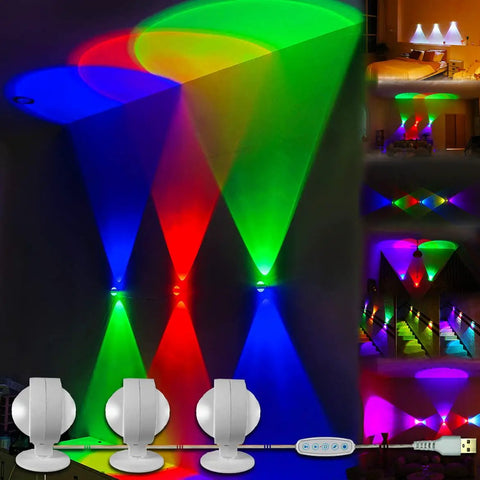 Colorful 360 Degree Rotating RGB LED Wall Light Bar For DIY Wall Art Decor with dynamic ambient mood lighting display.