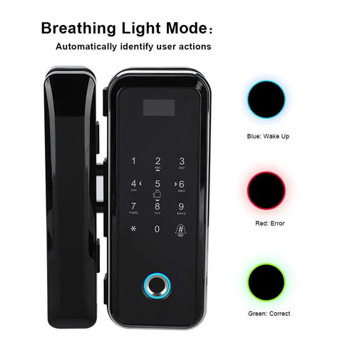 Keyless Entry Door Lock With Keypad And Fingerprint, Dope Smart Glass Door Lock With Password And Swipe, Remote Unlock For Home And Office