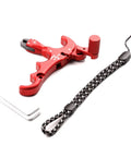 4-Finger Compound Bow Release Trigger With 360 Degree Rotating Thumb Release Aid, Auto Jaw Closure, and Strap, Red