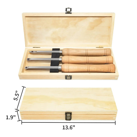 Grab This Killer Mini Carbide Wood Lathe Turning Tool Set Featuring Rust Resistant Stainless Cutters And Solid Beech Handles For Zero Stress Craftsmanship While Keeping Your Setup Neat In A Snazzy Wooden Box - tools in wooden case.