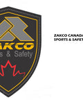 Zakco Canada Sports & Safety logo with leaf symbol and shield design