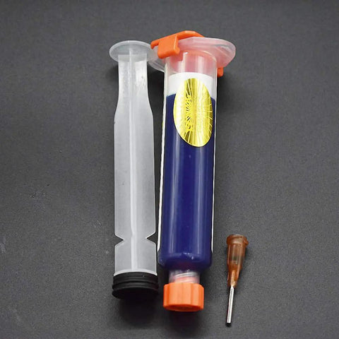 10ML Blue UV Solder Mask Kit With Needle And Push Tool For PCB BGA Paint Prevent Corrosion And Arcing Soldering Paste Flux Cream