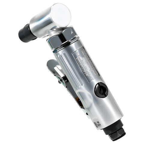 Right Angle Air Die Grinder, 22000Rpm Pneumatic Tool With 1/4 Inch Chuck And Flow Regulator, chrome finish with flow control dial.