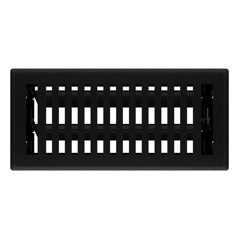 Montezuma Decorative Floor Register 4 By 10 Inch Two Pack Black Iron Finish with Solid Steel Face Plate front view